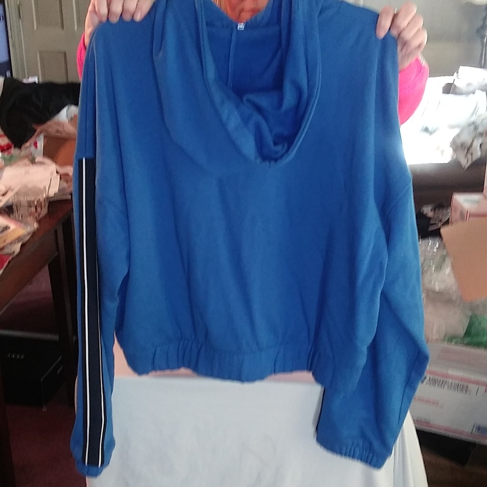 Juicy Couture Royal blue hoodie with black and white stripes down arm - Picture 2 of 2